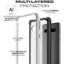 Ghostek Atomic Slim Galaxy S10 Clear Case with Space Metal Bumper Super Heavy Duty Protection Military Grade Shockproof Design and Wireless Charging Compatible for 2019 Galaxy S10 (6.1 Inch) - (Black)