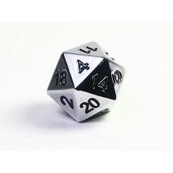 Solid Metal Chrome Silver D20 5 piece Polyhedral Dice Set by Hedral