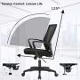 Office Chair Ergonomic Desk Chair Swivel Rolling Computer Chair Executive Lumbar Support Task Mesh Chair Metal Base for Home Office, Black