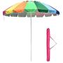 Yescom 8 ft Metal Rainbow Beach Patio Umbrella 16 Rib Tilt Market Table Umbrella Outdoor Sunshade Cover Sand Anchor