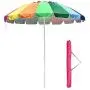 Yescom 8 ft Metal Rainbow Beach Patio Umbrella 16 Rib Tilt Market Table Umbrella Outdoor Sunshade Cover Sand Anchor