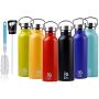 BOGI 20oz Double Wall Vacuum Insulated Stainless Steel Water Bottle-Scratch Resistance&Eco-Friendly for Outdoor Sports Yoga Camping+Straw Flip Cap,2 Straw&Cleaning Brush