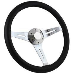 Forever Sharp Butter Scotch Leather 380mm Steering Wheel with Chrome Spokes and Horn Button