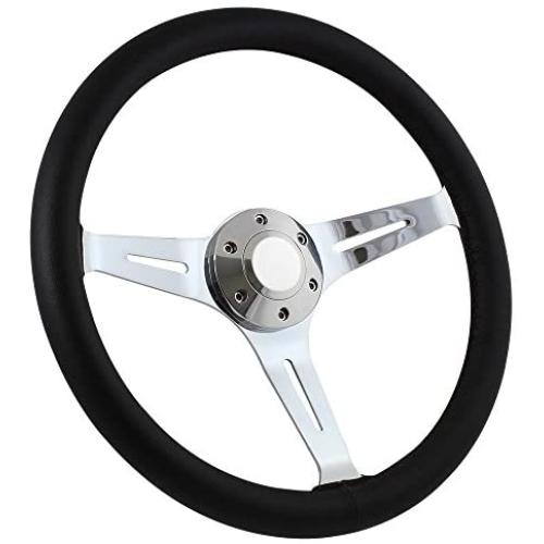 Forever Sharp Butter Scotch Leather 380mm Steering Wheel with Chrome Spokes and Horn Button
