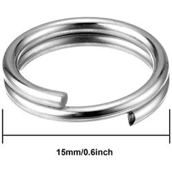 eBoot 50 Pieces Small Key Chain Ring Split Rings Key Chains for Keys Organization, Silver Color (15 mm Diameter)