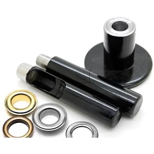 CRAFTMEmore Set of 5/8 Inch (15mm) Grommet Eyelet Setter Punch Tool and Hole Punch Cutter with 50PCS Grommet Studs (Gunmetal) CRAFTMEmore Set of 5/8 Inch (15mm) Grommet Eyelet Setter Punch Tool and Hole Punch Cutter with 50PCS Grommet Studs (Gunmetal)