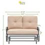 Incbruce Outdoor Swing Glider Rocking Chair Patio Bench for 2 Person, Garden Loveseat Seating Patio Steel Frame Chair Set with Cushion, Brown