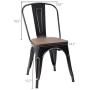 Furmax Metal Dining Chair Indoor-Outdoor Use Stackable Chic Dining Bistro Cafe Side Metal Chairs Set of 4 (Black Gold)