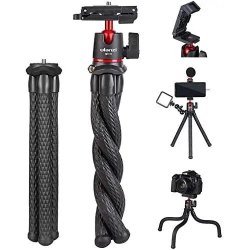 ULANZI Camera Tripod, Mini Flexible Tripod Stand with Hidden Phone Holder w Cold Shoe Mount, 1/4 Screw for Magic Arm, Universal for iPhone 11 Pro Max XS Max X 8 7 Samsung Canon Nikon Sony Cameras ULANZI Camera Tripod, Mini Flexible Tripod Stand with Hidden Phone Holder w Cold Shoe Mount, 1/4 Screw for Magic Arm, Universal for iPhone 11 Pro Max XS Max X 8 7 Samsung Canon Nikon Sony Cameras