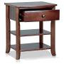 MUSEHOMEINC Classic Wood 3-Tier Nightstand with Storage Shelf and Drawer for Bedroom or Living Room/Round Metal Knobs/Heritage Collection Furniture/End Table/Side Table, Espresso Finish