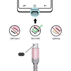 Micro USB Cable Android Charger, JSAUX (2-Pack 6.6FT) Micro USB Android Charger Cable Nylon Braided Cord Compatible with Galaxy S7 S6 J7 Edge Note 5, Kindle. MP3 and More-Pink