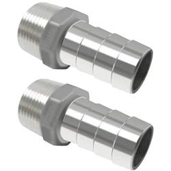 Horiznext stainless steel barbed fitting 1 inch id barb hose connector male npt 1in coupler, pack of 2 pcs