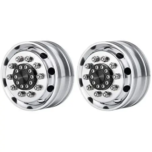 Que-T 2pcs Metal Front Wheel Hubs Rims for 1/14 Tamiya Tractor Climbing Trailer RC Car Upgrade Parts