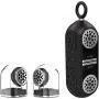 KNZ GoDuo Portable Bluetooth Speakers with Magnetic Connectable Base, L/R True Stereo Sound and Bass, Water and Shock Resistant, 18 hr playtime, Built-in Mic, Protective Carrying Case Included (Black)