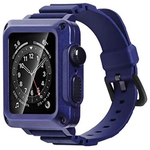 Metal Case for Apple Watch 42mm 44mm Series 6 SE 5 3 Bumper Case with Band Built-in Tempered Glass for iWatch 38mm 40mm Series 4 2 Full Protective Cover with Straps Screen Protector