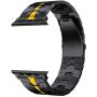 LDFAS Compatible for Apple Watch Band 44mm 42mm, Titanium Metal Watch Bands with Enhanced Durability Version Compatible for Apple Watch SE, Apple Watch Series 6/5/4/3 Smartwatch, Black/Yellow