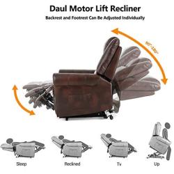 Mecor Power Lift Chair Dual Motor PU Leather Lift Recliner for Elderly Lay Flat Sleeper Recliner with Massage/Heat/Vibration/Remote Control/Side Pockets for Living Room