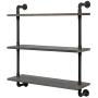 MyGift 32-inch Rustic Gray Wood & Industrial Pipe Wall Mounted 3-Tier Floating Bookshelf Display Shelving Unit