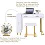 Iwell Vanity Table Set with 3 Colors Lighted Mirror, 1 Storage Cabinet & 2 Drawers, Dressing Makeup Table with Cushioned Stool, Gift for Girl, Women, Dresser Desk for Bedroom, Bathroom White