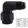 EVIL ENERGY 6AN Female to 6AN Male Flare 90 Degree Swivel Hose Fitting Adapter Aluminium Anodized Black EVIL ENERGY 6AN Female to 6AN Male Flare 90 Degree Swivel Hose Fitting Adapter Aluminium Anodized Black