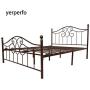 Vintage Sturdy Metal Bed Frame Queen Size with Vintage Headboard and Footboard Platform Base Bed Frame No Box Spring Needed Steel Bed，Antique Brown，Queen.