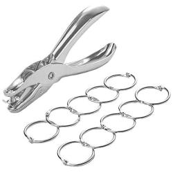 TAIKUU 50PCS Metal Binder Rings + 1PCS Hole Punch, 20mm/0.8'' Metal Ring for DIY Notebook Loose Sheets Album Keychain, Silver 25mm (50pcs+1 Hole Punch)