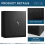 Steel Storage Cabinet with Doors, INVIE Lockable Metal Cabinet with 2 Adjustable Shelves Great for Garage, Kitchen Pantry, Office, Patio and Laundry Room(Black)