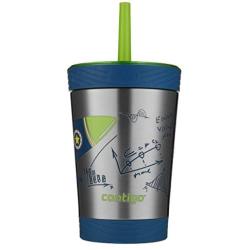 Contigo Stainless Steel Spill Proof Kids Tumbler with Straw, 12 oz, Granny Smith with Rocket Design,2030574