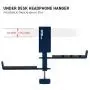 ADV. Dual Suspension Twin Headphone Stand Hanger Steel Metal Headset Holder 360° Rotating Arm Adjustable Hook Clamp Handle Under Desk Table, 3.5mm Jack Mount, Universal Fit All Headphones, [Blue]