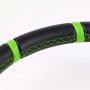 Black Leather/Green 3 Spokes/Green Stitch and Stripe 3.50'' Deep Dish 70mm 6-Bolt Pattern 320mm (12.60'' Inches) Steering Wheel
