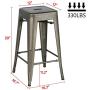YAHEETECH 30 Inches Metal Bar Stools High Backless Stools Bar Height Stools Patio Furniture Indoor/Outdoor Stackable Kitchen Stools Dining Chair Set of 4