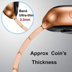 T-ENGINE Metal Band Compatible with Apple Watch SE Series 6 5 4 3 2/1, Upgraded Ultra Thin Band for 38mm 40mm Rose Gold