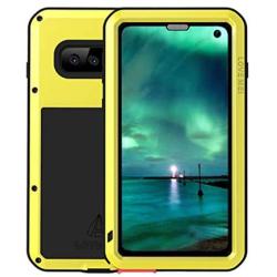 GFU Tempered Glass Samsung Galaxy S10 Case, Full Body Shockproof Hard Protection Cover for Samsung Galaxy S10 TPU Silicone Bumper Anti-Scratch Ultra Hybrid Heavy Duty Armor Metal (Yellow, S10(6.1''))