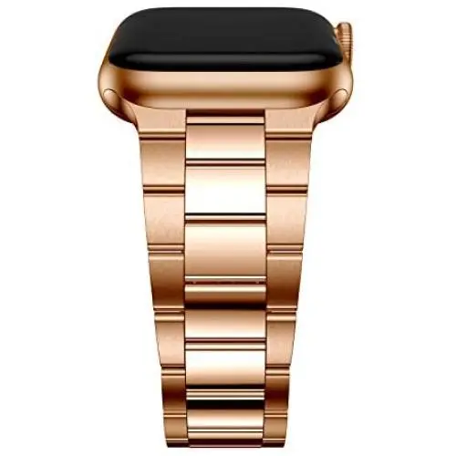 T-ENGINE Metal Band Compatible with Apple Watch SE Series 6 5 4 3 2/1, Upgraded Ultra Thin Band for 38mm 40mm Rose Gold