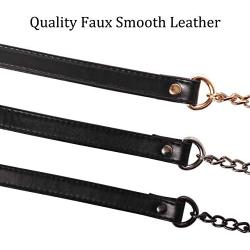 Craxoo Purse Chain Strap | Metal Replacement with Faux Leather for Crossbody Bag and Shoulder Handbag | 47 Inch Long, Smooth Black Gunmetal