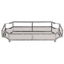 Kate and Laurel Ciel Metal Mirrored Ornate Scalloped Decorative Tray, Silver