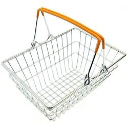 NarutoSak Children Miniature Metal Supermarket Shopping Basket Pretend Role Play Toy Gift, Christmas Birthday Gift for Children Orange