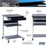 TECHNI MOBILI Modus Metal Computer Student Laptop Desk in Graphite