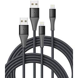 iPhone Charger 6ft 2 Pack, Xcentz MFi Certified Lightning Cable Nylon Braided High-Speed Data Sync Cord with Metal Connector for iPhone 11/11 Pro/Pro max/X/XS/XR/XS Max, iPad Mini/Air, Black