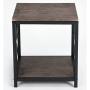 Vintage Dark Brown Black Metal Frame Side End Table with Lower Shelf