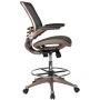 Flash Furniture Mid-Back Transparent Black Mesh Drafting Chair with Melrose Gold Frame and Flip-Up Arms