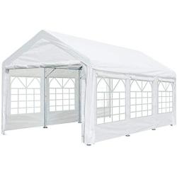 ADVANCE OUTDOOR 20x10 ft Heavy Duty Carport Canopy Car Port Garage Shelter Boat Party Tent, Adjustable Height from 6.5ft to 8.0ft, Removable Window Sidewalls and Doors, White