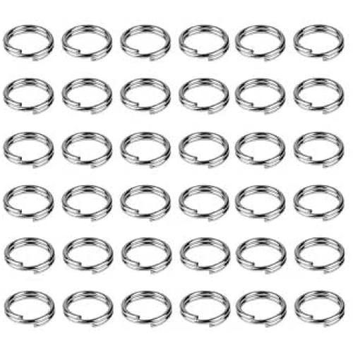 HUIHUIBAO 200 Pieces 6mm Metal Split Rings Nickel Plated Small Key Chain Ring Part for Ornament Crafts and Jewelry Making，Silver