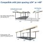 FLEXIMOUNTS 4x8 Overhead Garage Storage Rack Adjustable Ceiling Garage Rack Heavy Duty, 96'' Length x 48'' Width x (22-40'' Ceiling Dropdown), Black (Two-Color Options)