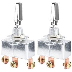 DaierTek ON-OFF-ON 50 Amp 12V Toggle Switch Heavy Duty Automotive Metal SPDT 3 Position 3 Pin with Chrome Plated (2pcs)