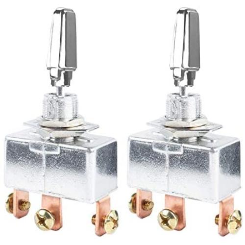 DaierTek ON-OFF-ON 50 Amp 12V Toggle Switch Heavy Duty Automotive Metal SPDT 3 Position 3 Pin with Chrome Plated (2pcs) DaierTek ON-OFF-ON 50 Amp 12V Toggle Switch Heavy Duty Automotive Metal SPDT 3 Position 3 Pin with Chrome Plated (2pcs)