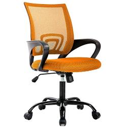 Ergonomic Office Chair Cheap Desk Chair Mesh Computer Chair with Lumbar Support Modern Executive Adjustable Comfortable Mid Back Chair Task Rolling Swivel Chair for Home&Office, Orange