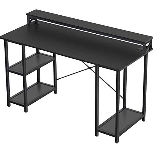 Sedeta Computer Desk with Storage Shelves and Hutch, 55 inch Office Desk with Printer Monitor Shelf CPU Stand, Large Computer Table, Studying Writing Desk Workstation for Home Office, Black