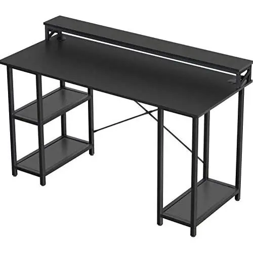 Sedeta Computer Desk with Storage Shelves and Hutch, 55 inch Office Desk with Printer Monitor Shelf CPU Stand, Large Computer Table, Studying Writing Desk Workstation for Home Office, Black