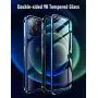KumWum Full Body Magnetic Case for iPhone 12 Mini Front and Back Tempered Glass Aluminum Bumper Double Sided Clear Cover Built in Camera Lens Protector, Black + Red